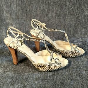 Enzo Angiolini Snakeskin Strappy Heeled Sandals